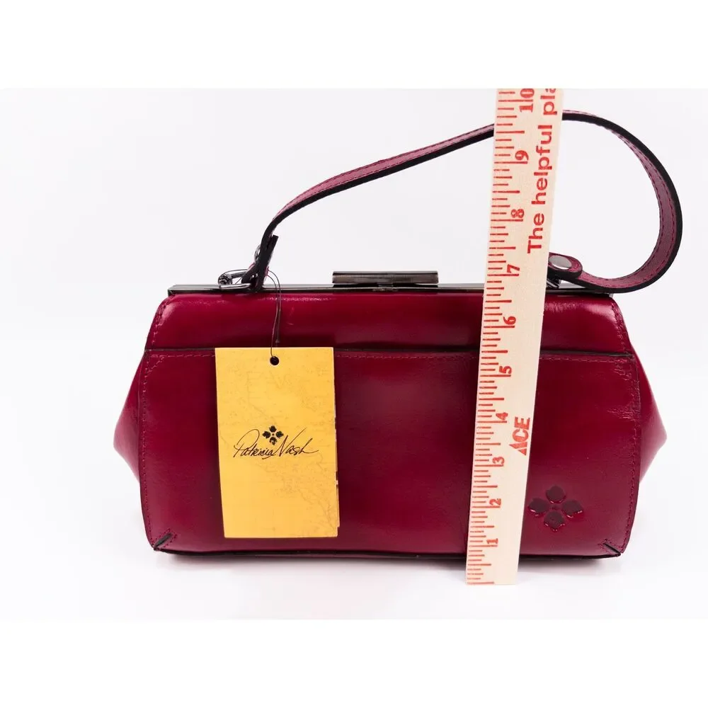 Patricia Nash Bovino Burgundy Red Tooled Leather Frame Satchel NWT